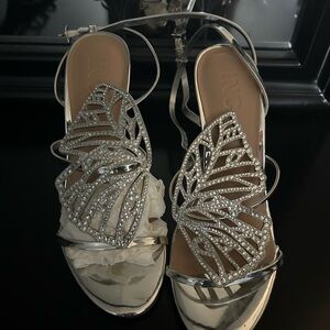 INC International Concepts Silver Strappy Heels